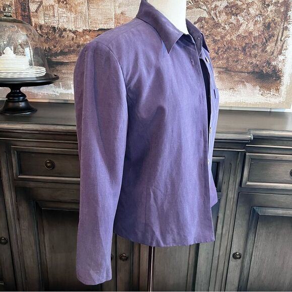 Coldwater Creek Purple Blazer Lightweight Padded Shoulders size 10 - Picture 2 of 7
